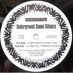 Underground Sound Alliance - Self Control / Ionian Lover / I Want You / Believe Yourself (12" Vinyl Record)
