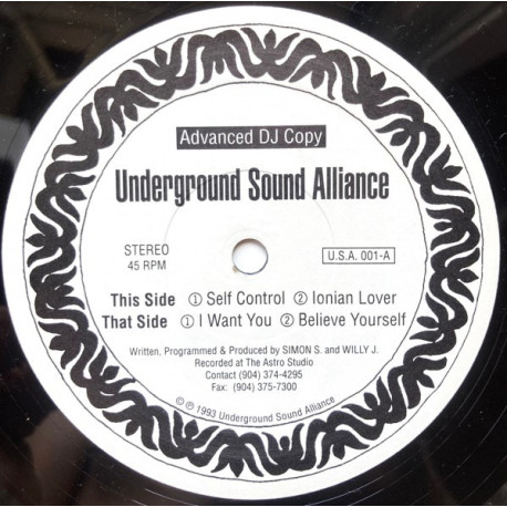 Underground Sound Alliance - Self Control / Ionian Lover / I Want You / Believe Yourself (12" Vinyl Record)