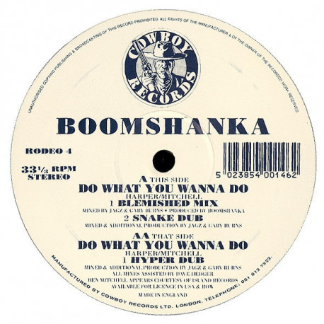Boomshanka - Do What You Wanna Do (Blemished Mix / Snake Dub / Hyper Dub) 12" Vinyl Record
