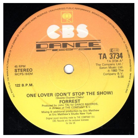 Forrest - One Love Dont Stop The Show (Extended / Dub) / Comin Up (12" Vinyl Record)