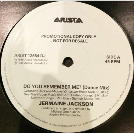 Jermaine Jackson - Do You Remember Me (Dance Mix / 7" Mix) / Voices In The Dark (12" Vinyl Promo)