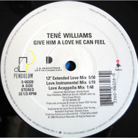 Tene Williams - Give Him A Love He Can Feel (Extended / Dub / Beats / Acappella) Steve Hurley Production