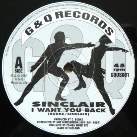 Sinclair - I Want You Back (Original Mix / Acappella Mix) 12" Vinyl