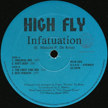 High Fly - Infatuation (Original Mix / Soft Deep / The First Time Mix / Bed Version) 12" Vinyl