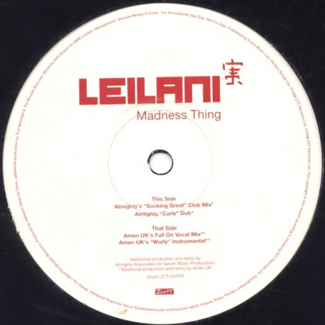 Leilani - Madness Thing (2 Almighty Mixes / 2 Amen Mixes)  12" Vinyl