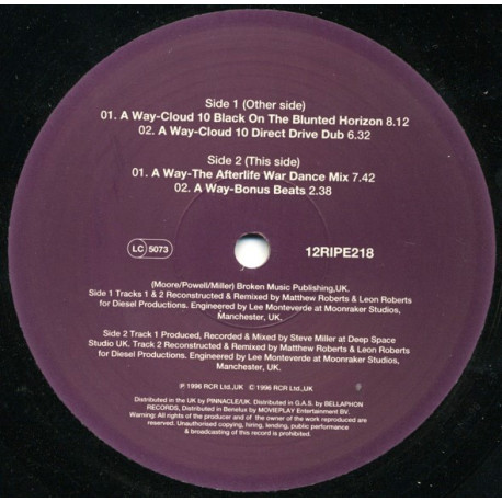 Afterlife - A Way (Cloud 10 Black On The Blunted Horizon / Cloud 10 Dub / Afterlife War Dance Mix / Bonus Beats) 12" Vinyl