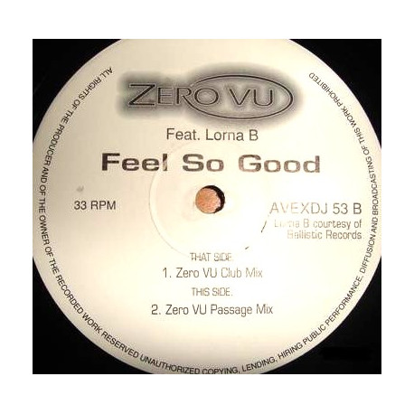Zero Vu - Feel So Good (Club Mix / Passage Mix / Hybrid Epic Vocal Mix / Dub / The Journey / Breakfast House Mix) Double Vinyl