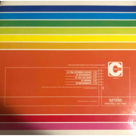 Vitamin C - Smile (Pull Extended Club Mix / Instrumental / Pull Khz Remix / Original Mix / Original Inst) Vinyl Promo