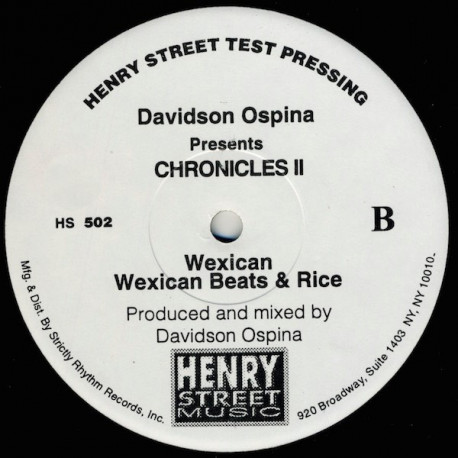 Davidson Ospina - Chronicles II (Wexican / Wexican Beats & Rice / Feel Good / Snap Your Fingers (Vinyl Promo)