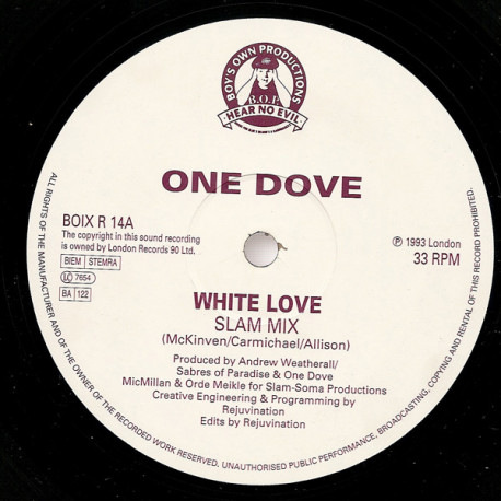 One Dove - White Love (Slam Mix Parts 1 & 2)  Vinyl Record