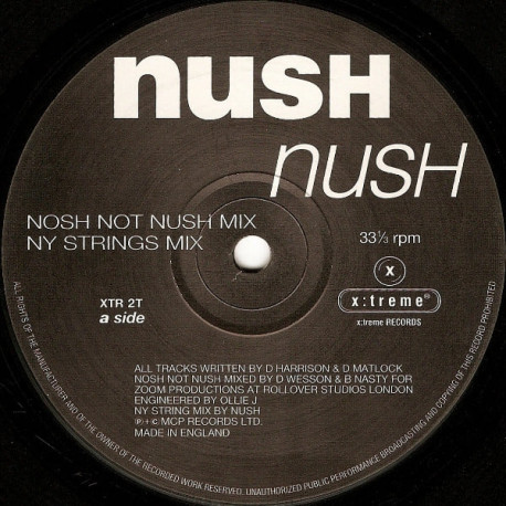 Nush - Nush (Original Mix / Venus Future Primitive Mix / Nosh Not Nush Mix / NY Strings Mix)  Vinyl Record