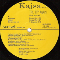 Kajsa - Try Try Again (Condo Mix / House Mix / Acappella / Mansion Mix / Radio Edit) Vinyl Record In Shrinkwrap