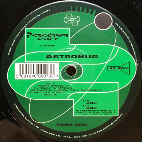 Astrobug - One (Original Mix / DJ Escape Acid Edit) Vinyl