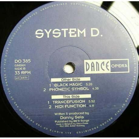 System D - Black Magic / Phonetic Symbol / Trancefusion / Midi Function (Vinyl)