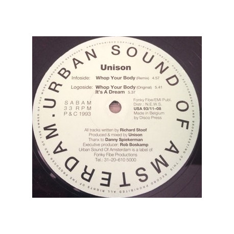 Unison - Whop Your Body (Original Mix / Remix) / Its A Dream  (12" Vinyl)