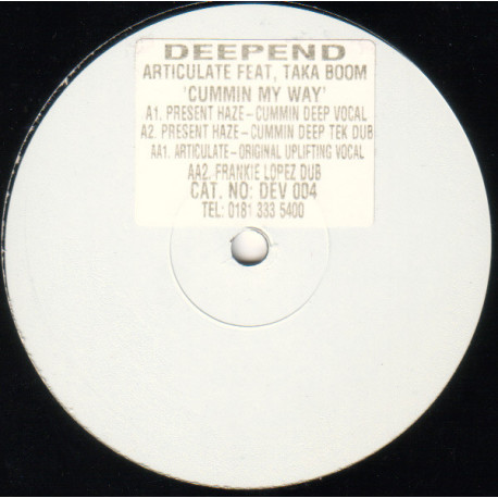 Articulate Feat Taka Boom - Cummin My Way (Original / Present Haze Vocal / Present Haze Dub / Frankie Lopez Dub) Vinyl Promo