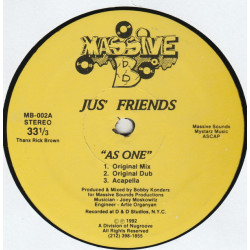 Jus Friends - As One (Remix / Remix Dub / Original Mix / Original Dub / Acappella) 12" Vinyl