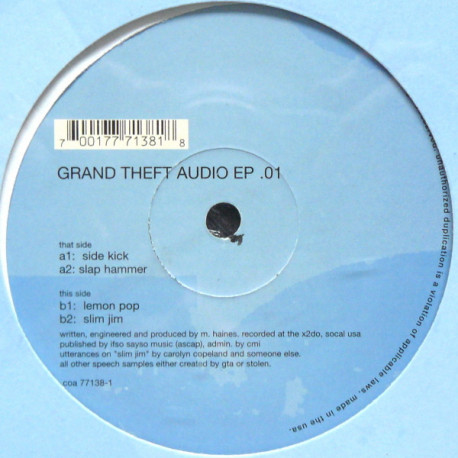 Grand Theft Audio - EP01 (Side Kick / Slap Hammer / Lemon Pop / Slim Jim) Vinyl