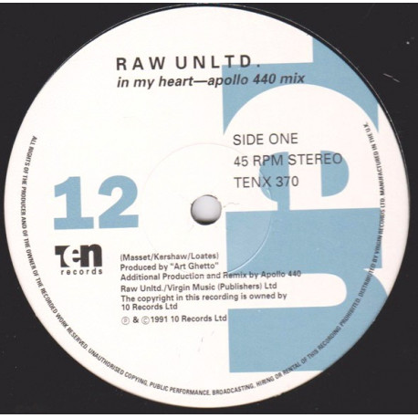 Raw Unltd - In My Heart (Apollo 440 Mix / Art Ghetto Mix / Art Ghetto Edit)