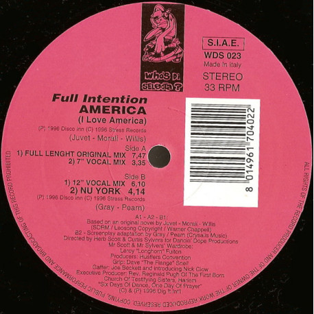 Full Intention - America (Original Mix / 7" Vocal / 12" Vocal) / Nu York