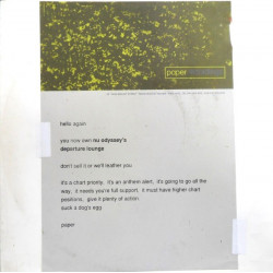 Departure Lounge - Nu Odyssey (Original Mix / Ham & Eggs Mix / Bonus Mix) Promo In Paper Bag With Sheet