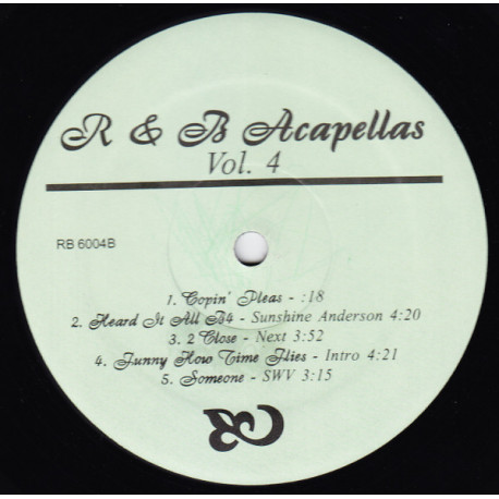R&B Acapellas - Vol 4 (10 Tracks) No Diggity / No More Games / Georgy Porgy / We Came 2 Party / See Label