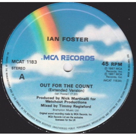 Ian Foster - Out For The Count (Extended / Dub / Edit) 12" Vinyl Record