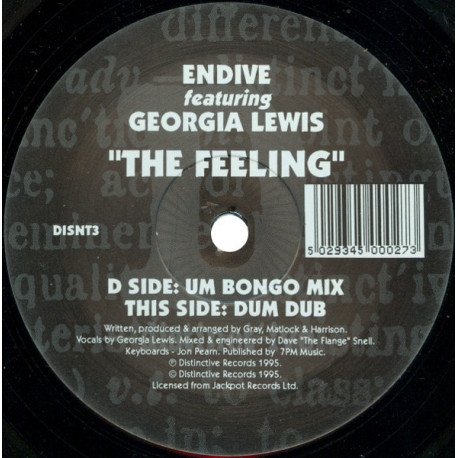 Endive Featuring Georgia Lewis - The Feeling (Um Bongo Mix / Dum Dub)