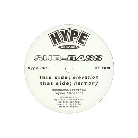 Sub Bass - Elevation / Harmony (Vinyl Promo)