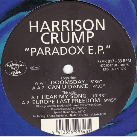 Harrison Crump - Paradox EP (Doomsday / Can U Dance / Hear My Song / Europe Last Freedom)