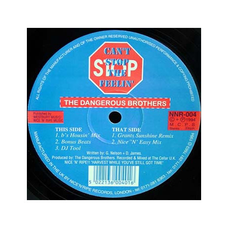 Dangerous Brothers - Cant Stop The Feelin (Grant Nelson Sunshine Mix / Nice N Easy Mix / B's Housin Mix / Beats / DJ Tool)