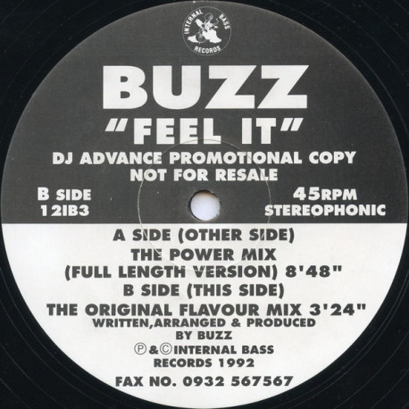 Buzz - Feel It (Power Mix / Original Flavour Mix)  Vinyl Promo
