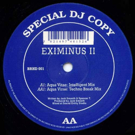 Eximinus II - Aqua Vitae (Intelligent Mix / Techno Break Mix) Vinyl