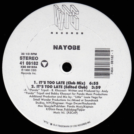 Nayobe - Its Too Late (Club Mix / Edit / Dub / Beats / Acappella) Mixed By Louie Vega