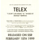 Telex - I Dont Like Music (Stacey Pullen Remix) / Raised By Snakes (Maurice Fulton Remix) Vinyl Promo