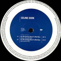 Celine Dion - Coming Back To Me Now (Classic Paradise Mix / Aphrodisiac Mix) Corner Cut Vinyl Promo
