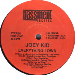 Joey Kid - Everything I Own (Club Mix / House Mix / Radio Mix / Congappella) SEALED Vinyl