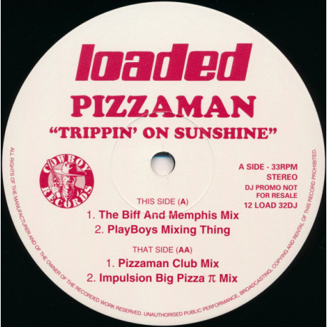 Pizzaman - Trippin On Sunshine (Club Mix / Biff & Memphis Mix / Playboys Mixing Thing / Impulsion Big Pizza Mix) Vinyl Promo