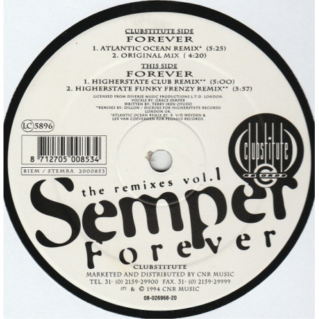 Semper - Forever (Original Mix / Atlantic Ocean Mix / Higherstate Club Mix / Higherstate Funky Frenzy)