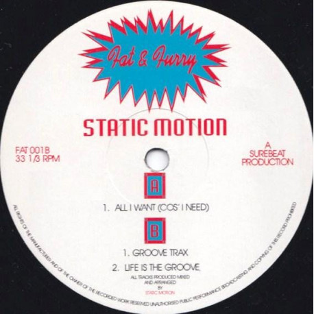 Static Motion - All I Want (Cos I Need) / Groove Trax / Life Is The Groove (Rare Vinyl)