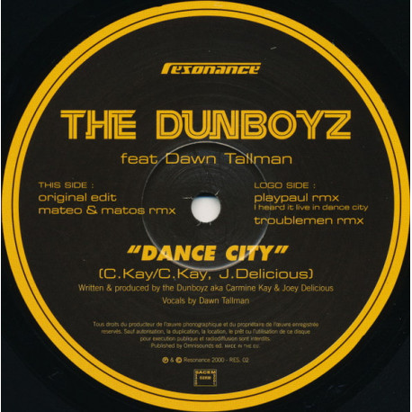 Dunboyz Featuring Dawn Tallman - Dance City (Vinyl Promo)