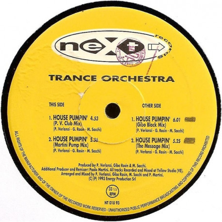 Trance Orchestra - House Pumpin (P V Club Mix / Martini Pump Mix / Gibo Black Mix / The Message Mix)