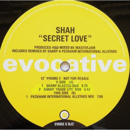 Shah - Secret Love (Sharp Blasted Dub / Sharp Trade Lite Dub / Peckham International Allstars Mix) Vinyl Promo