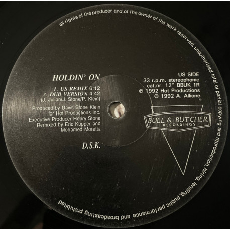 DSK - Holdin On (US Remix / Dub / Gemolotto Remix / Gemolotto Edit / UK Edit)