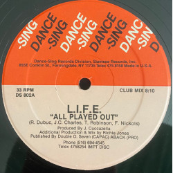 L.I.F.E - All Played Out (Club Mix / Dub / Bonus Mix) SEALED Vinyl