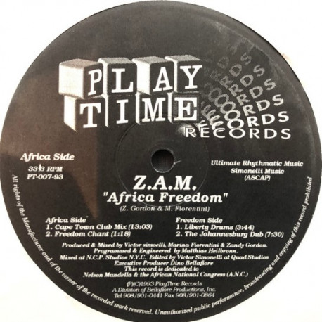 Z.A.M - Africa Freedom (Cape Town Club Mix / Freedom Chant / Liberty Drums / Johannesburg Dub)