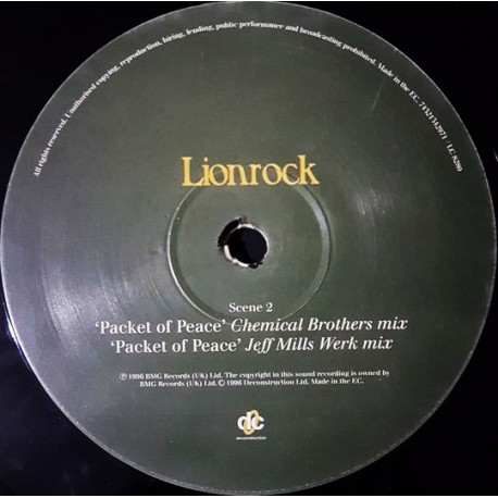 Lionrock - Straight at yer head (2 Remixes) / Packet of peace (Chemical Brothers remix / Jeff Mills Werk Mix) Vinyl
