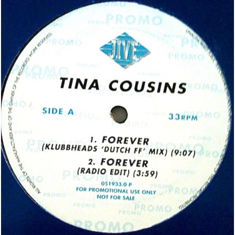 Tina Cousins - Forever (Klubbheads Dutch FF Mix / Klubbheads Dub / Radio Edit / WIP Manana Mix) Vinyl Promo