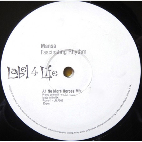 Mansa - Fascinating Rhythm (No More Heroes Mix / Instrumental Mix / Original Mix) Vinyl Promo
