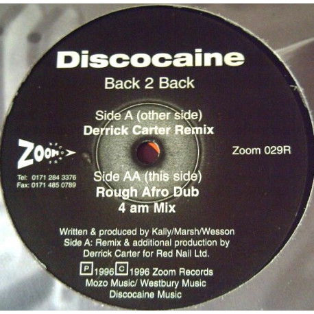 Discocaine - Back 2 Back (Derrick Carter Remix / Rough Agro Dub / 4AM Mix) Vinyl Promo